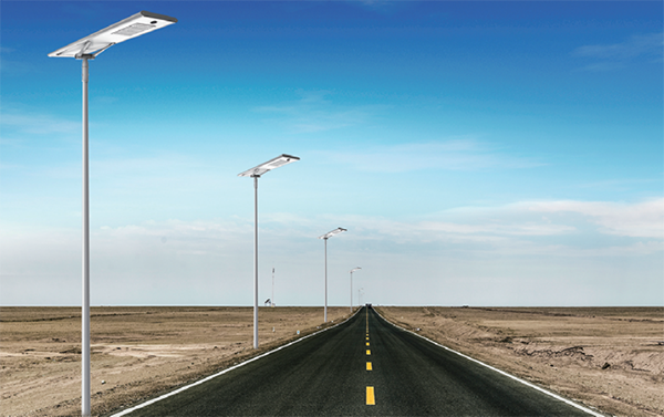 Integrated solar LED streetlight